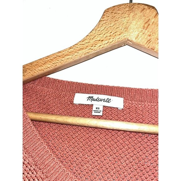 Madewell Dark Orange Long Sleeves Waffle knit Pullover Sweater Women's Size XS - Picture 4 of 9